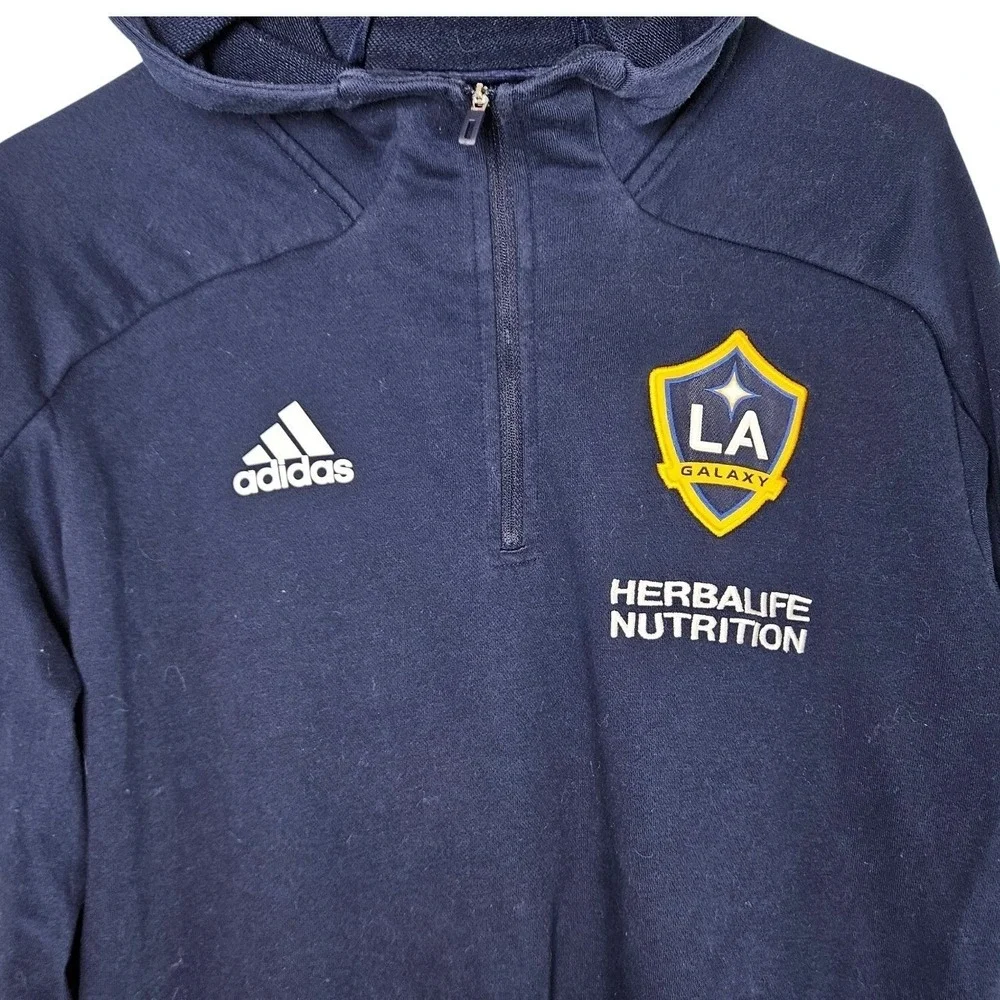 Adidas LA Galaxy Quarter Zip Hoodie Mens Large Navy‎ Blue Soccer Gorpcore MLS